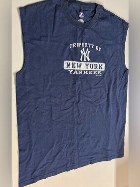 New York Yankees Majestic Sleeveless T-Shirt Mens Large Navy MLB Graphic Tank